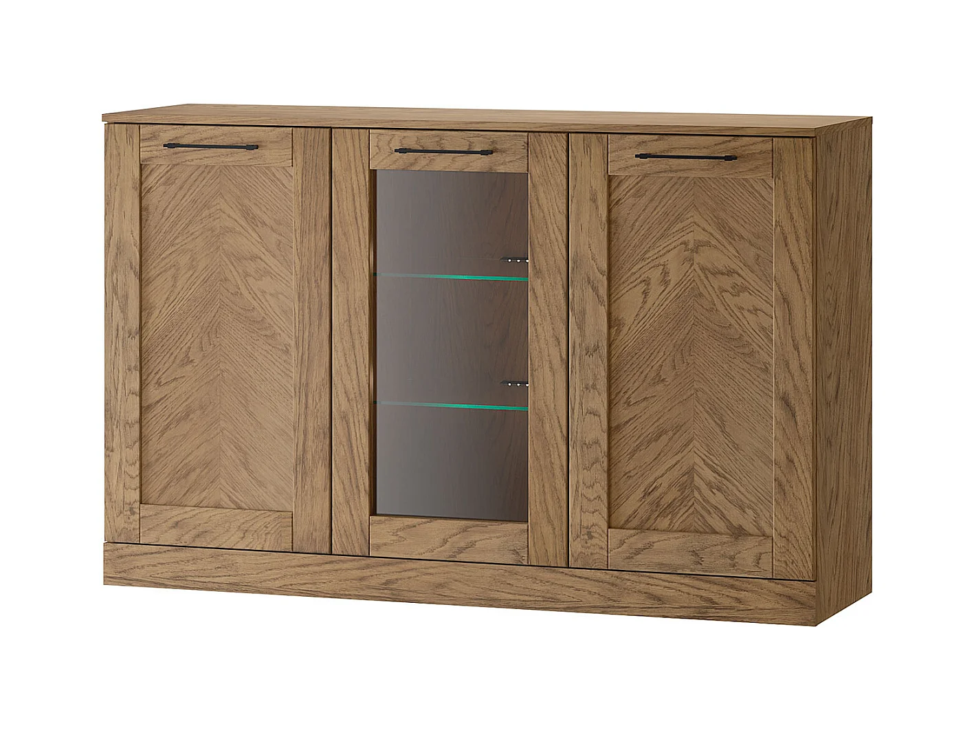 STANDVITRINE Cozy Eiche Rustikal 140 / 42 / 90cm
