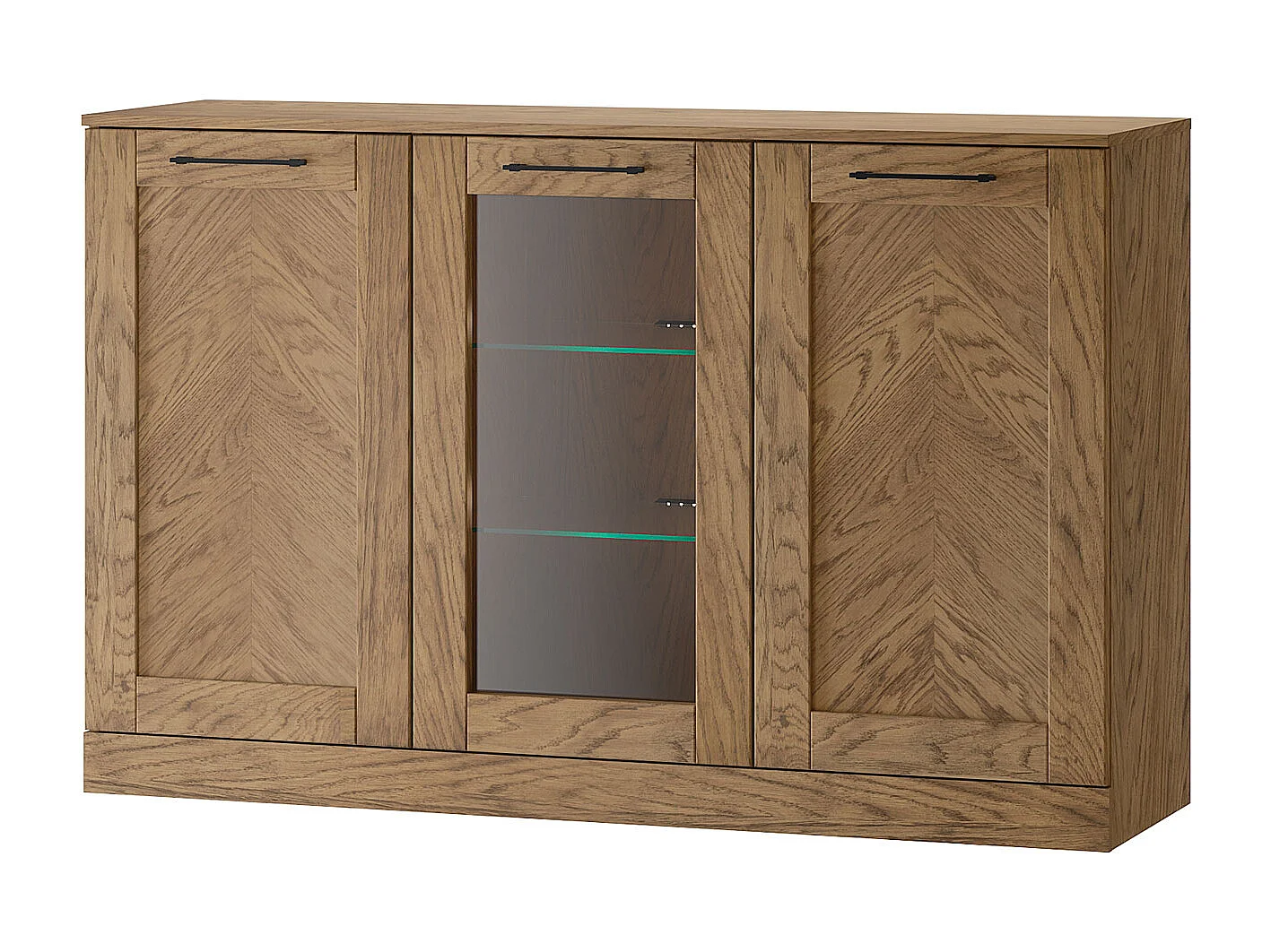 STANDVITRINE Cozy Eiche Rustikal 140 / 42 / 90cm