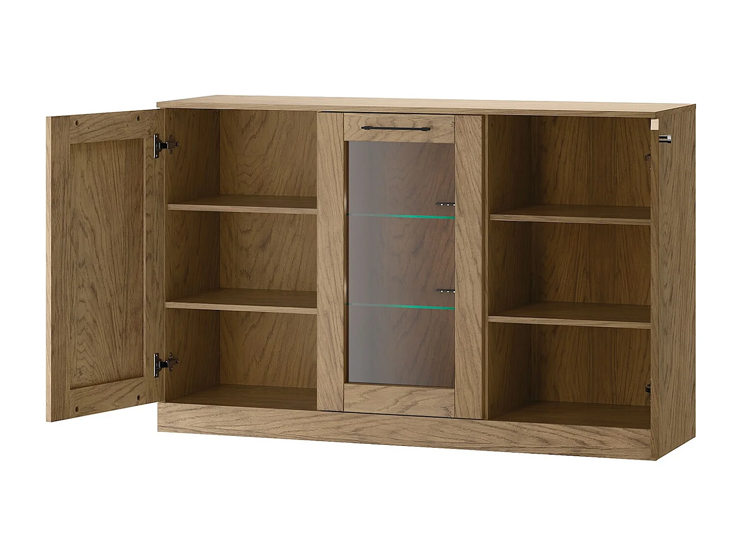 STANDVITRINE Cozy Eiche Rustikal 140 / 42 / 90cm