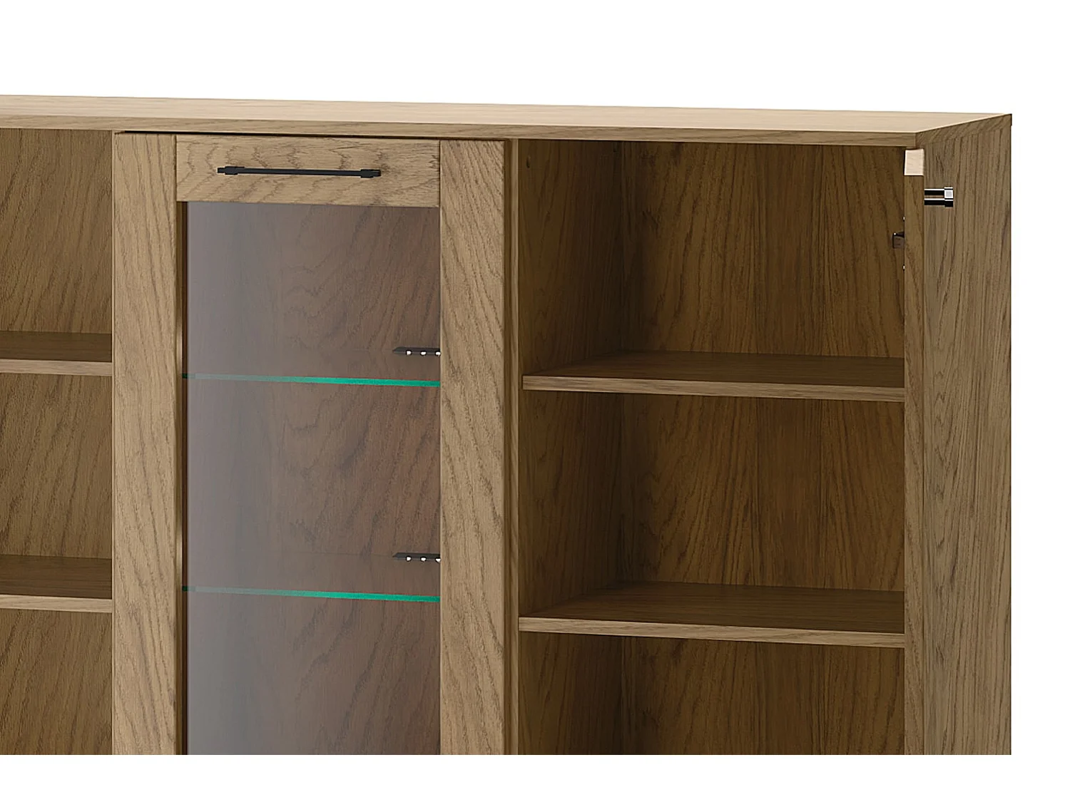 STANDVITRINE Cozy Eiche Rustikal 140 / 42 / 90cm