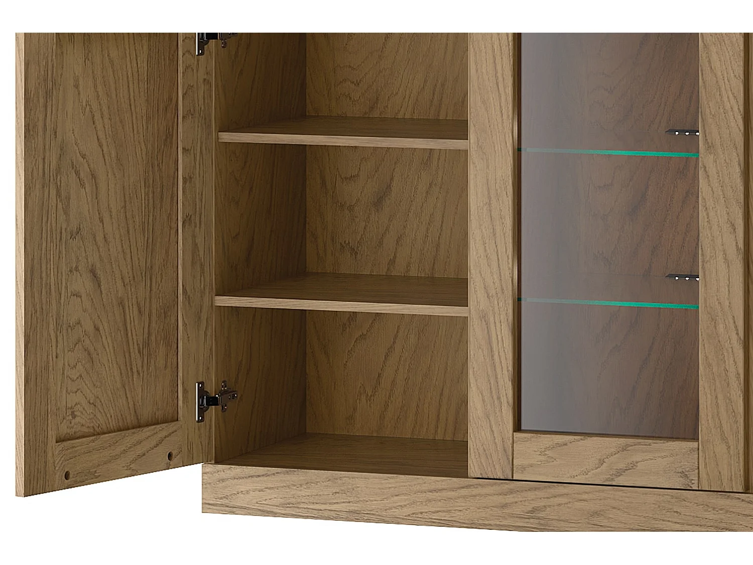 STANDVITRINE Cozy Eiche Rustikal 140 / 42 / 90cm