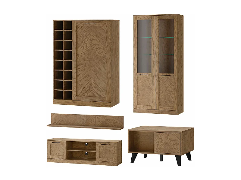 WOHNZIMMER-SET Cozy Eiche Rustikal 5-teilig