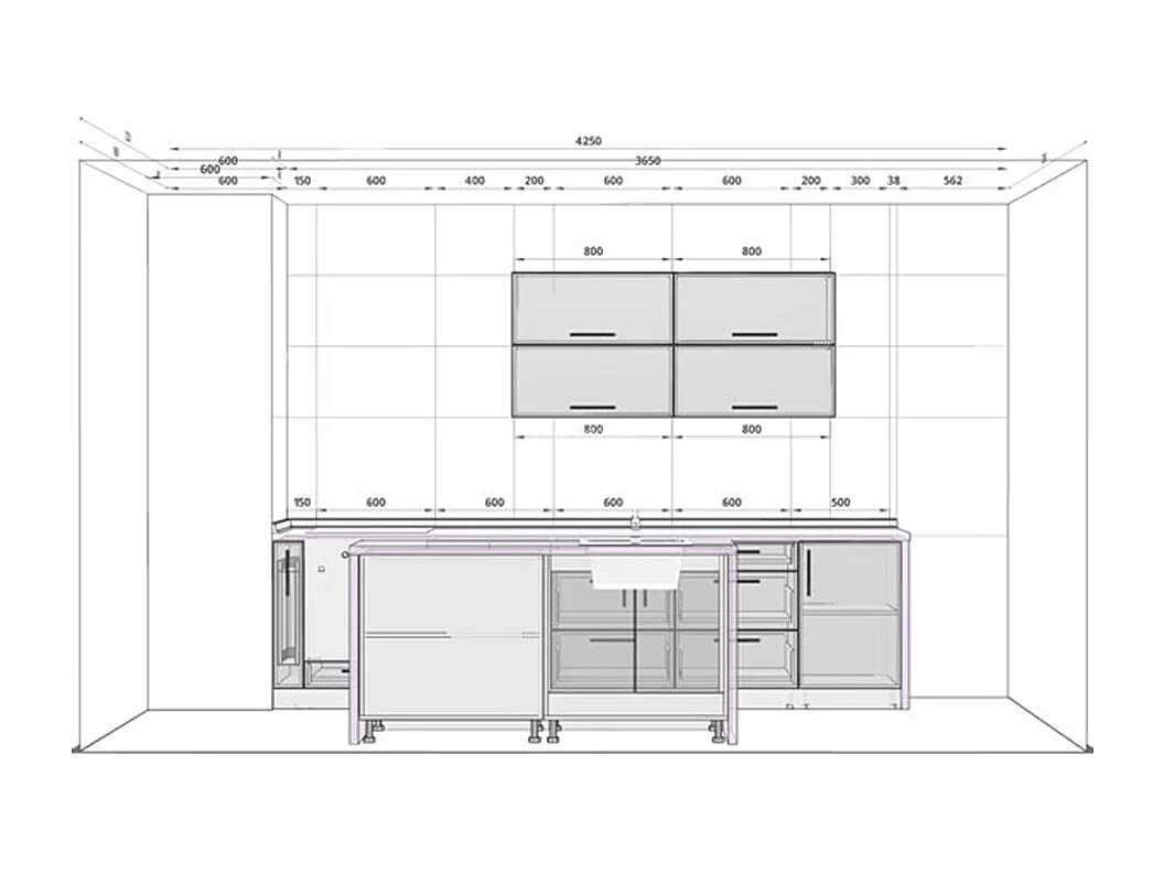 WINKELKÜCHE Platinium grau matt / weiß hochglanz 15-teilig