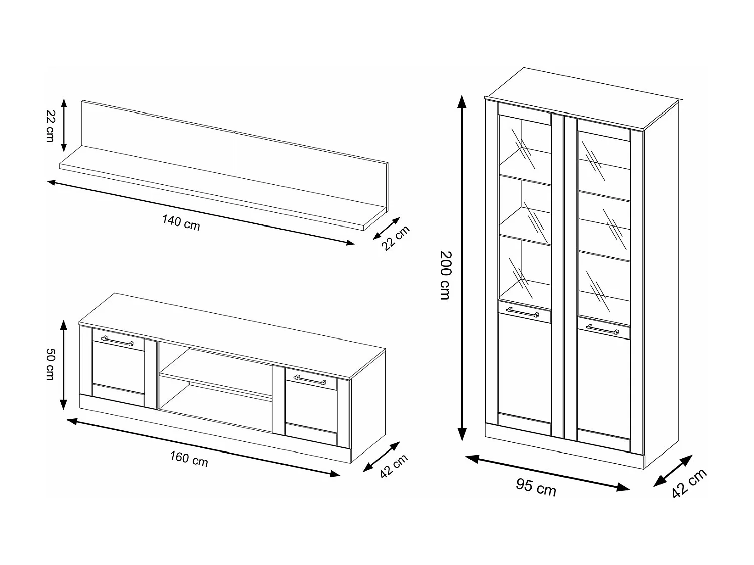 WOHNWAND Cozy 6 Eiche Rustikal 3-teilig