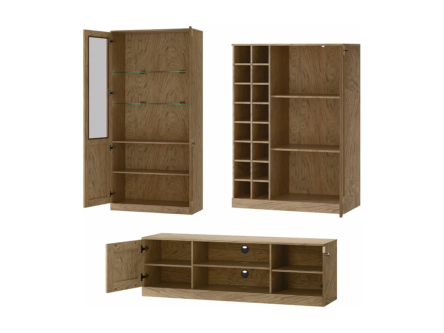 WOHNWAND COZY Eiche Rustikal 4-teilig