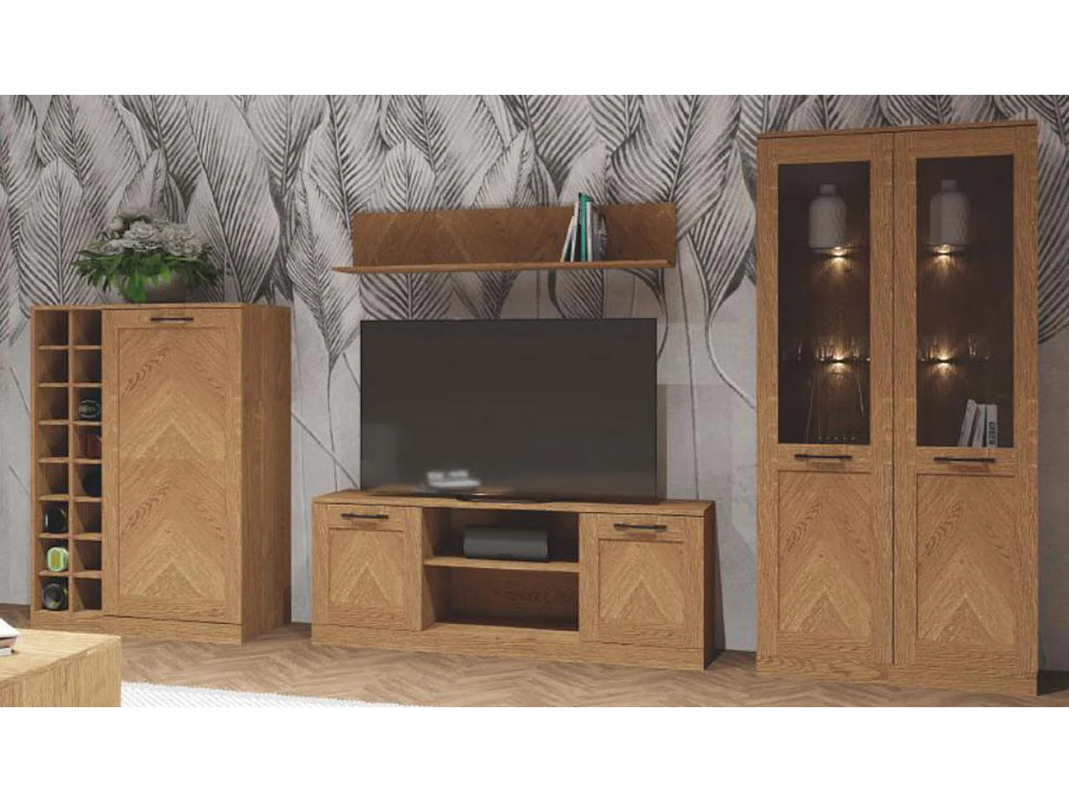 WOHNWAND COZY Eiche Rustikal 4-teilig