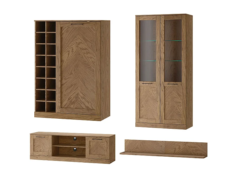 WOHNWAND COZY Eiche Rustikal 4-teilig