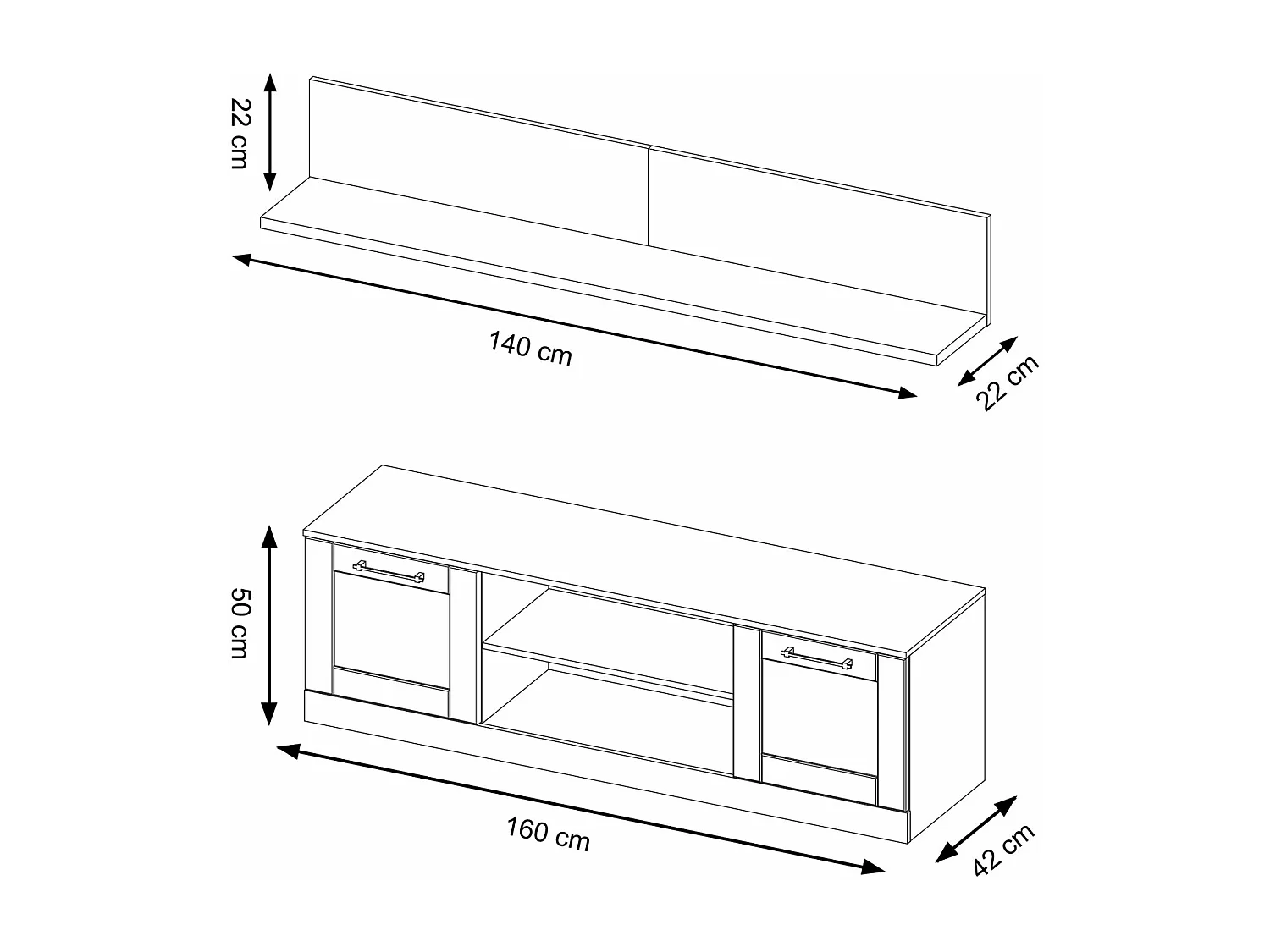 WOHNWAND Cozy Eiche Rustikal 2-teilig
