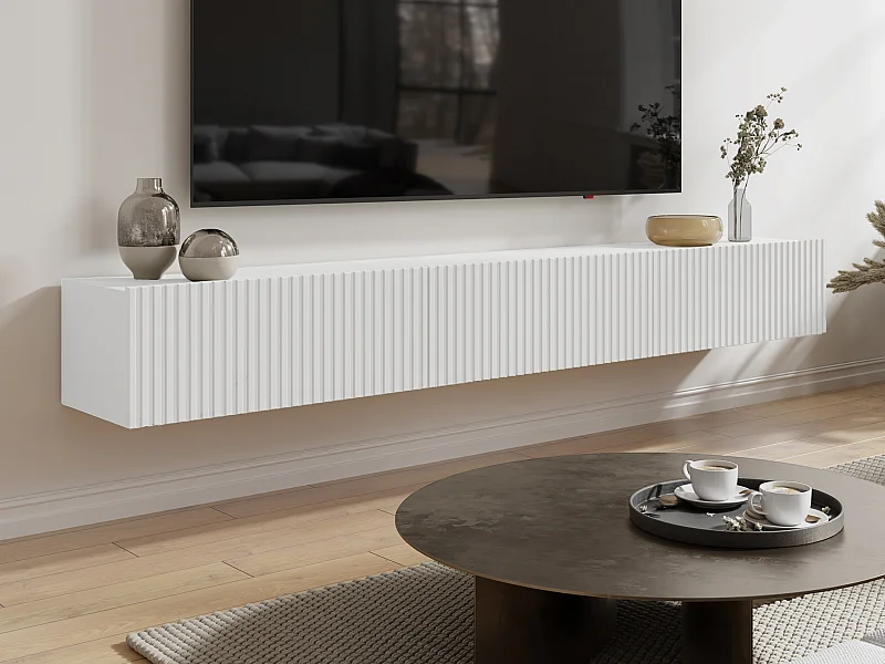 Móvel de TV suspenso com 3 portas, branco - DANTAY de Pascal Morabito