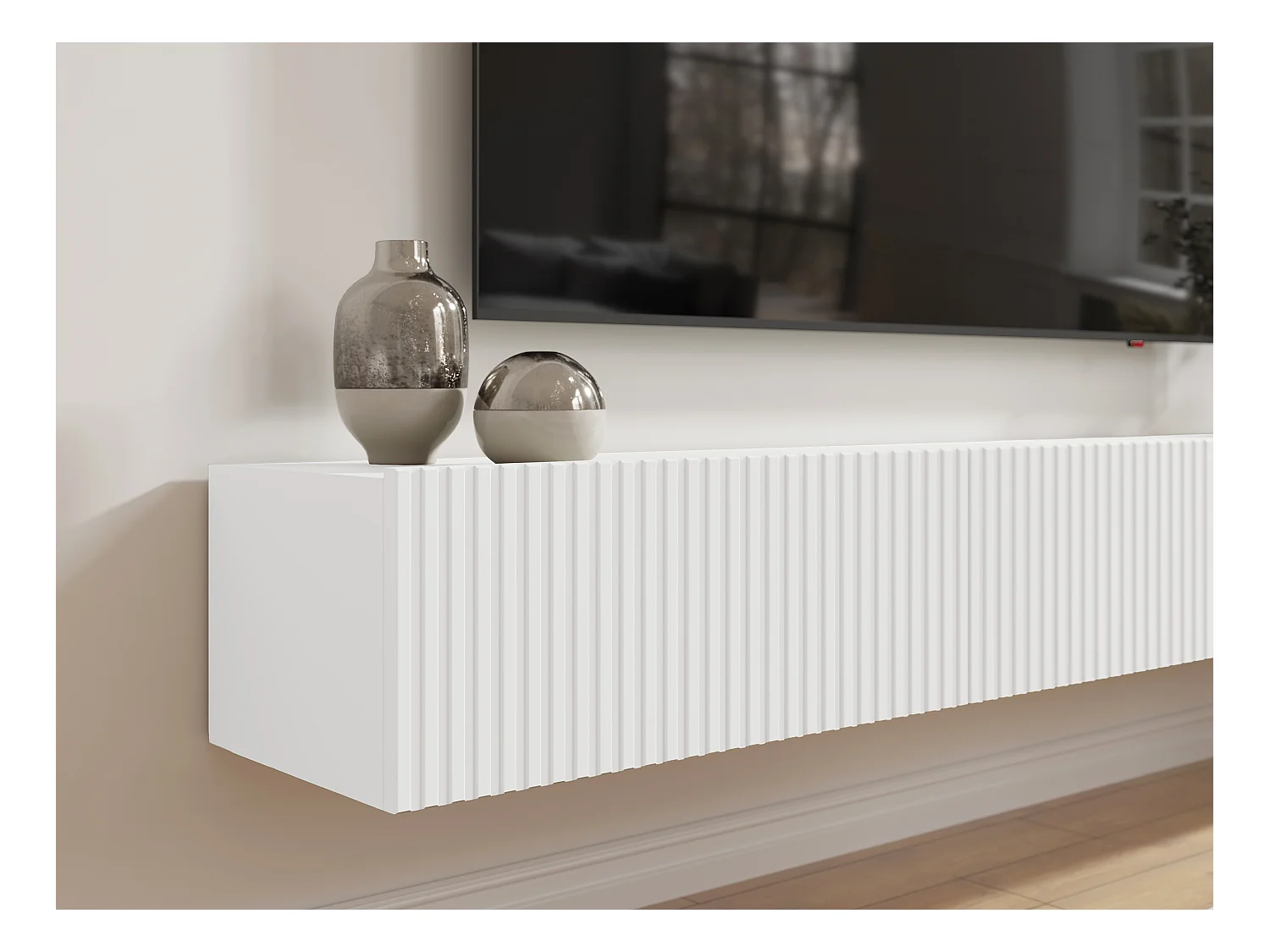 Móvel de TV suspenso com 3 portas, branco - DANTAY de Pascal Morabito