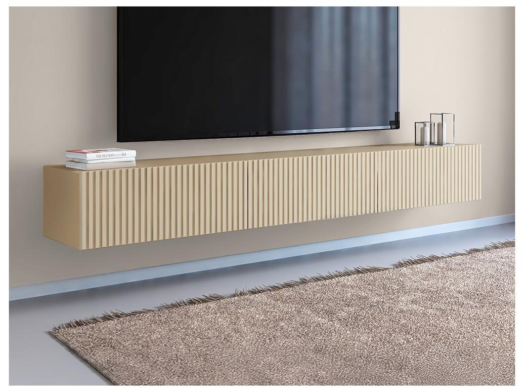 Meuble TV suspendu avec 3 portes - Beige - DANTAY de Pascal Morabito