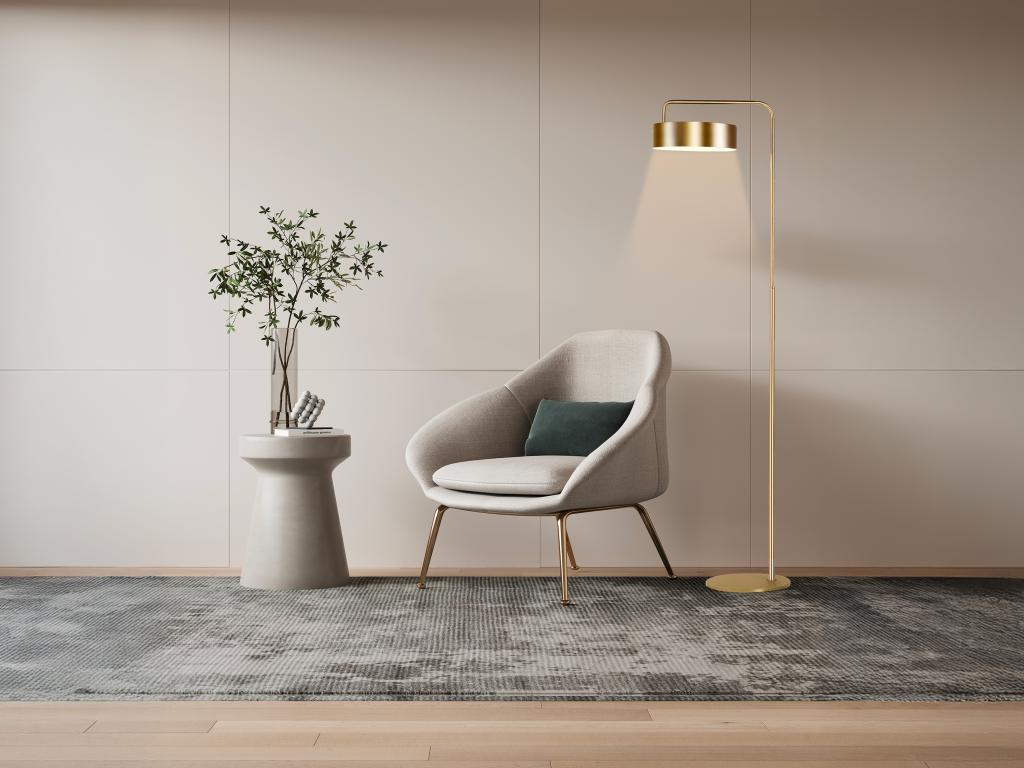 Art-Deco-Stehleuchte - Metall - 35 x 150 cm - Goldfarben mit Messingeffekt günstig online kaufen