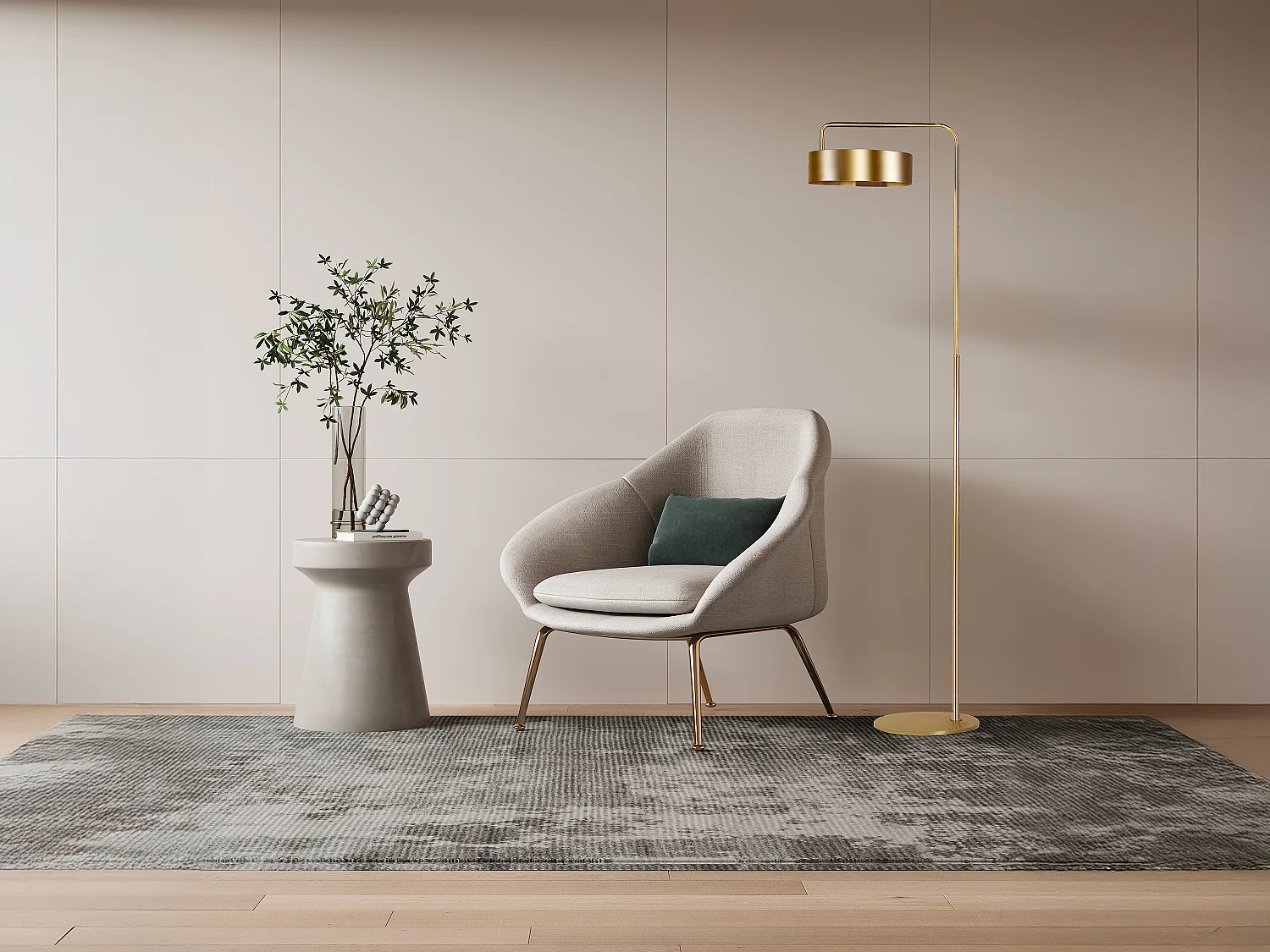 Vloerlamp met art-decostijl van metaal - L35 x H150 cm - Goud met messingeffect - OTILIE