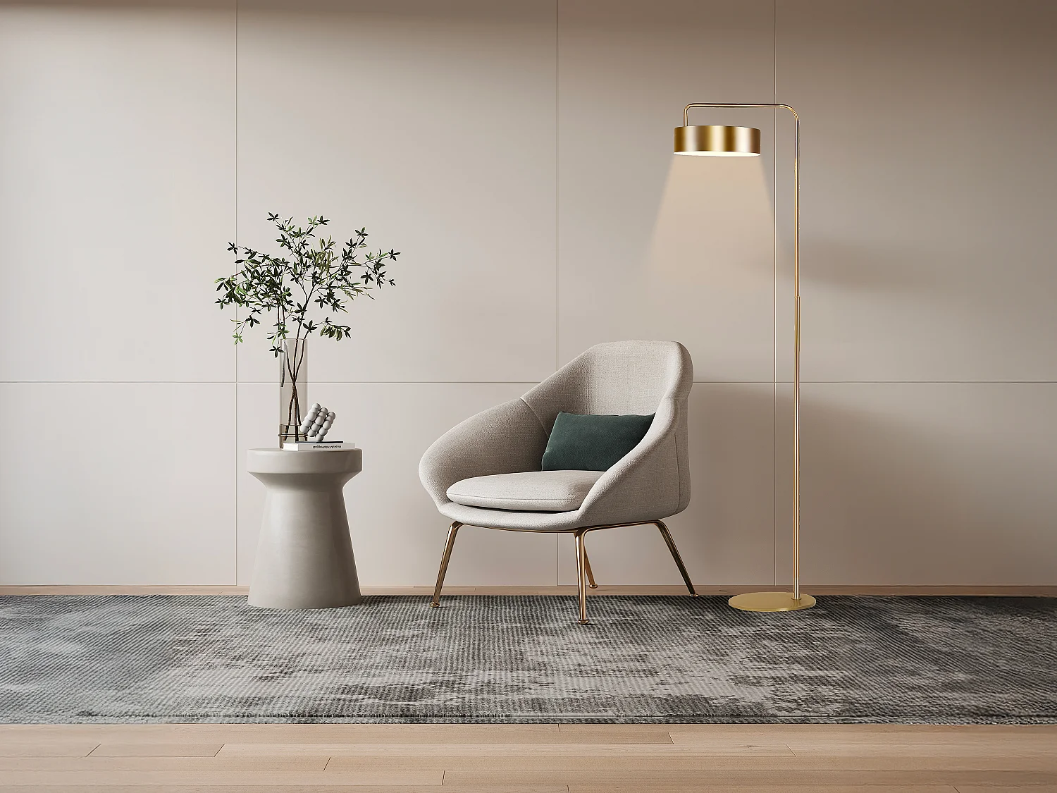 Lampada da terra L. 35 x H. 150 cm in Metallo Dorato effetto ottone Art déco - OTILIE