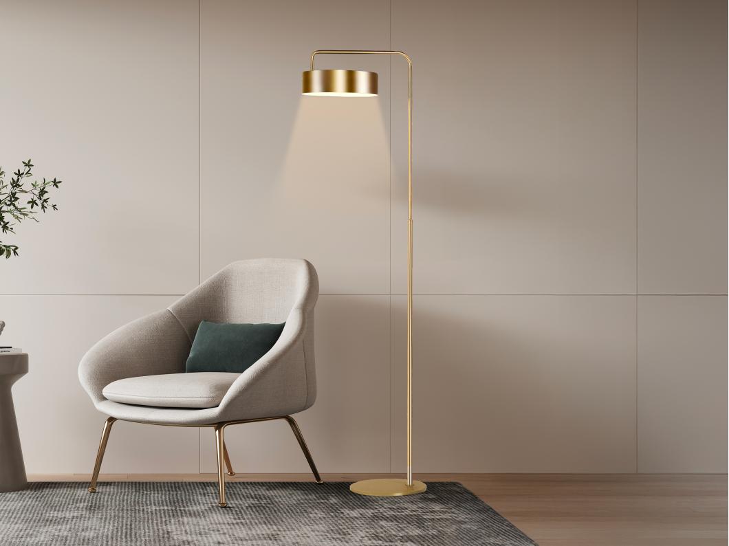 Candeeiro art déco em metal C35 x A150 cm dourado efeito latão - OTILIE