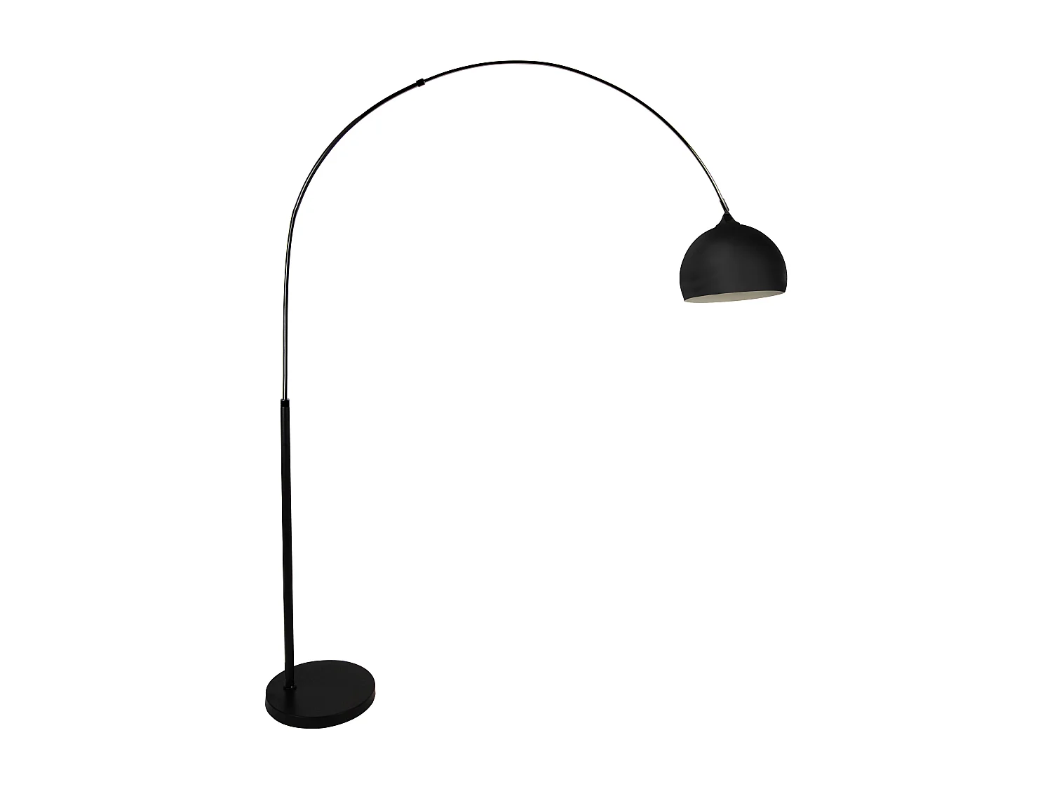 Grand lampadaire arc - Métal et marbre - H. 180 cm - Noir mat - OMBRAGE