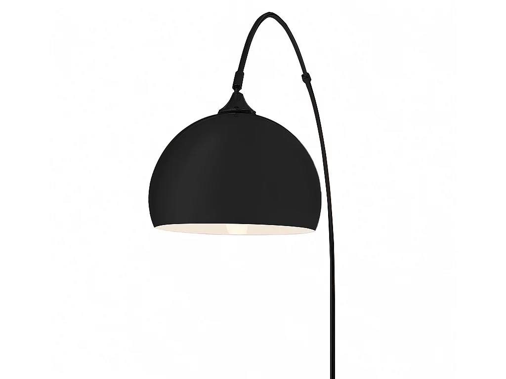 Grand lampadaire arc - Métal et marbre - H. 180 cm - Noir mat - OMBRAGE