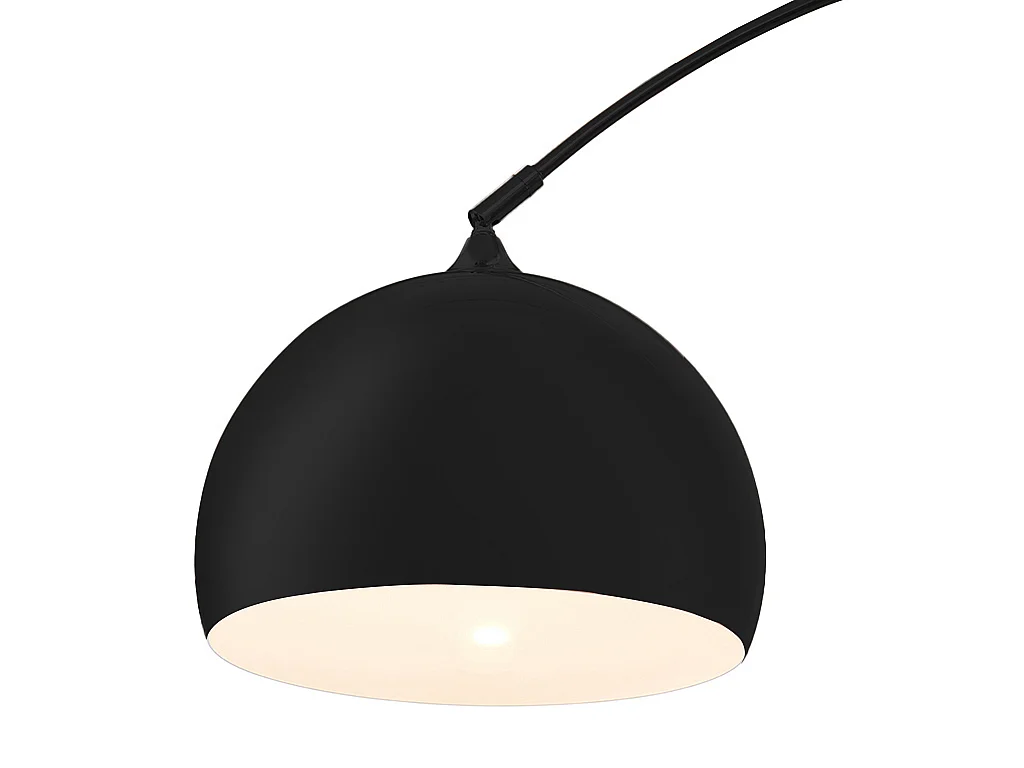 Grand lampadaire arc - Métal et marbre - H. 180 cm - Noir mat - OMBRAGE
