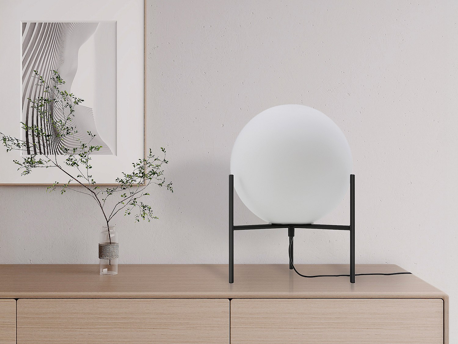 Tischleuchte Globus auf Füßen - 25 x 35 cm - Schwarz & Weiß - BARLOW günstig online kaufen