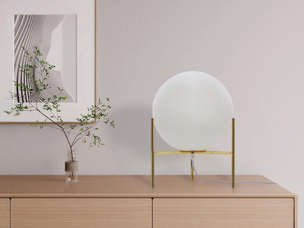 Tischleuchte Globus auf Füßen - 25 x 35 cm - Goldfarben & Weiß - BARLOW günstig online kaufen
