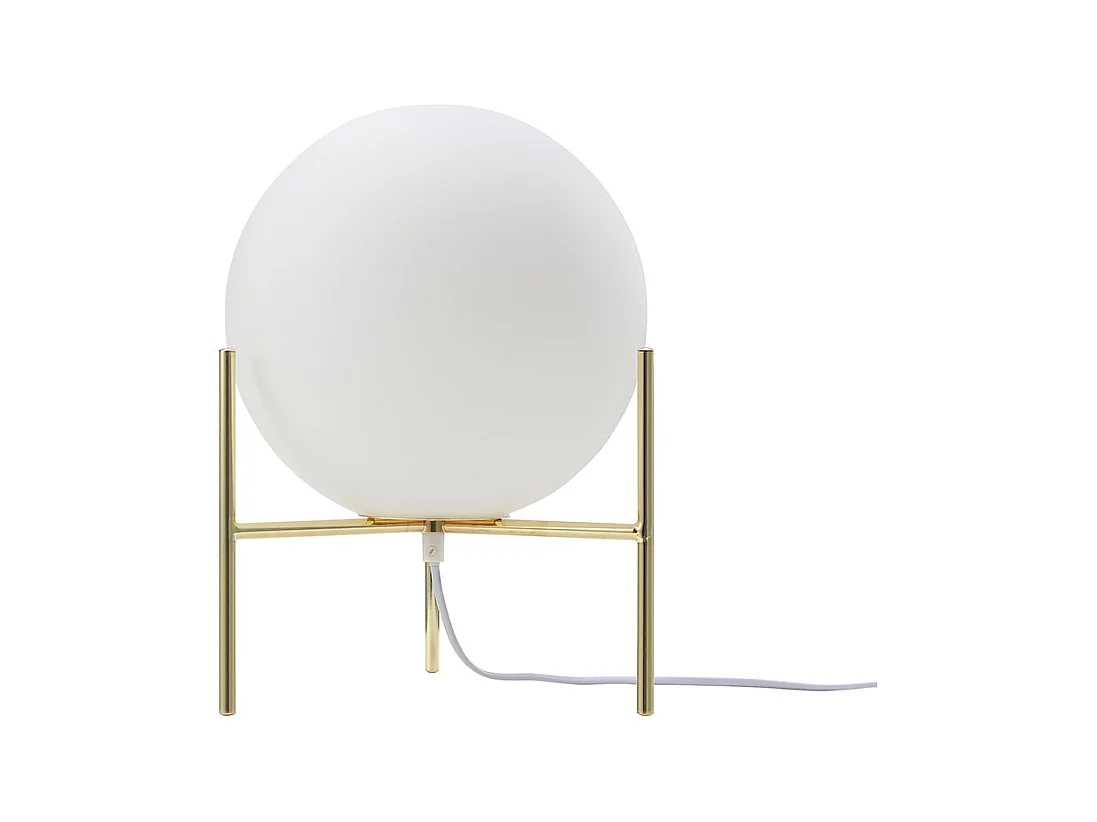 Lámpara de mesa globo con base - D. 25 x Alt. 35 cm - Dorado y blanco - BARLOW