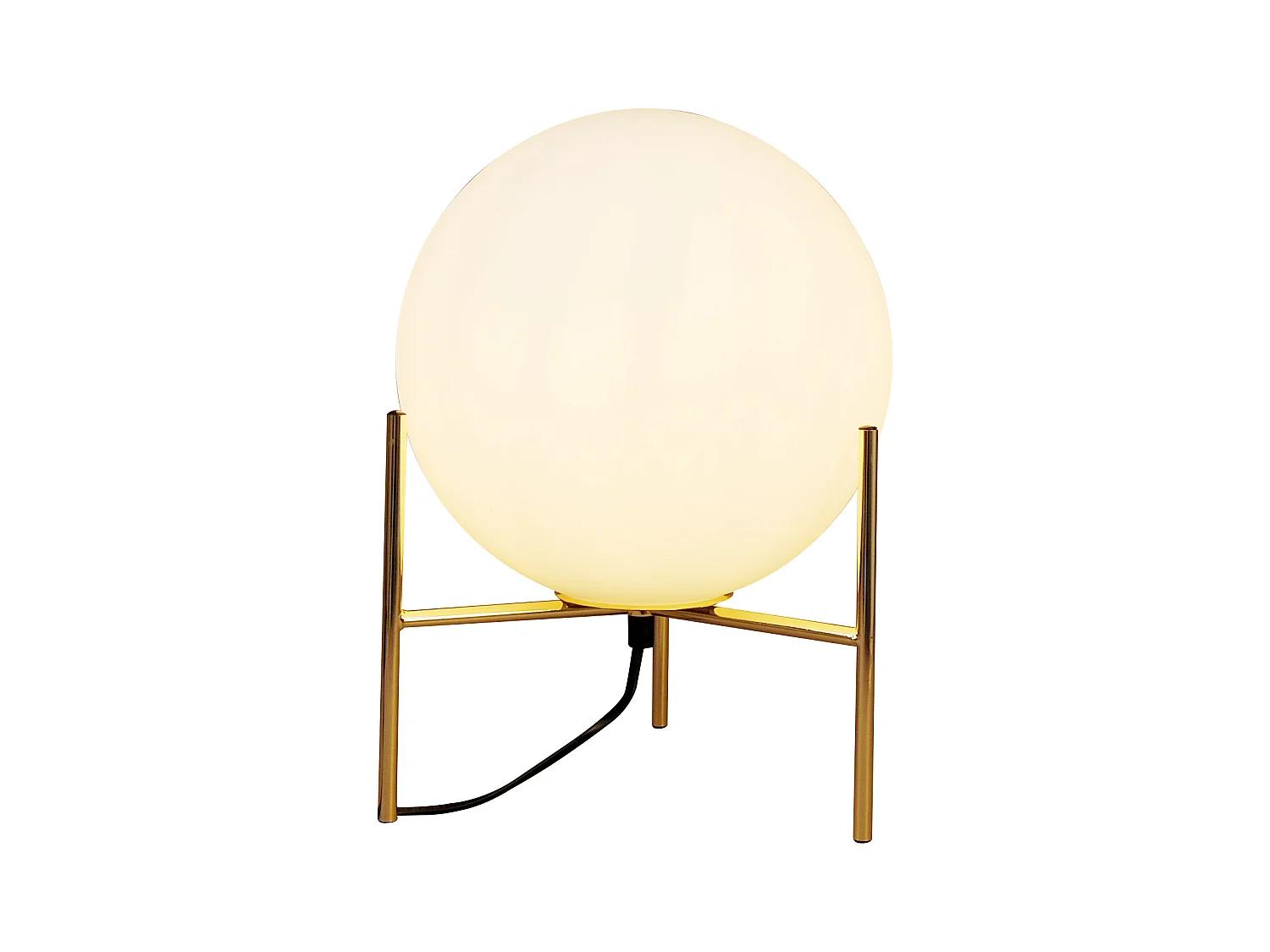 Lámpara de mesa globo con base - D. 25 x Alt. 35 cm - Dorado y blanco - BARLOW