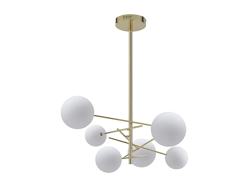 Lampadario asimmetrica 6 sfere L.72 x H. 116 cm in Metallo Dorato brillante - NAKINA