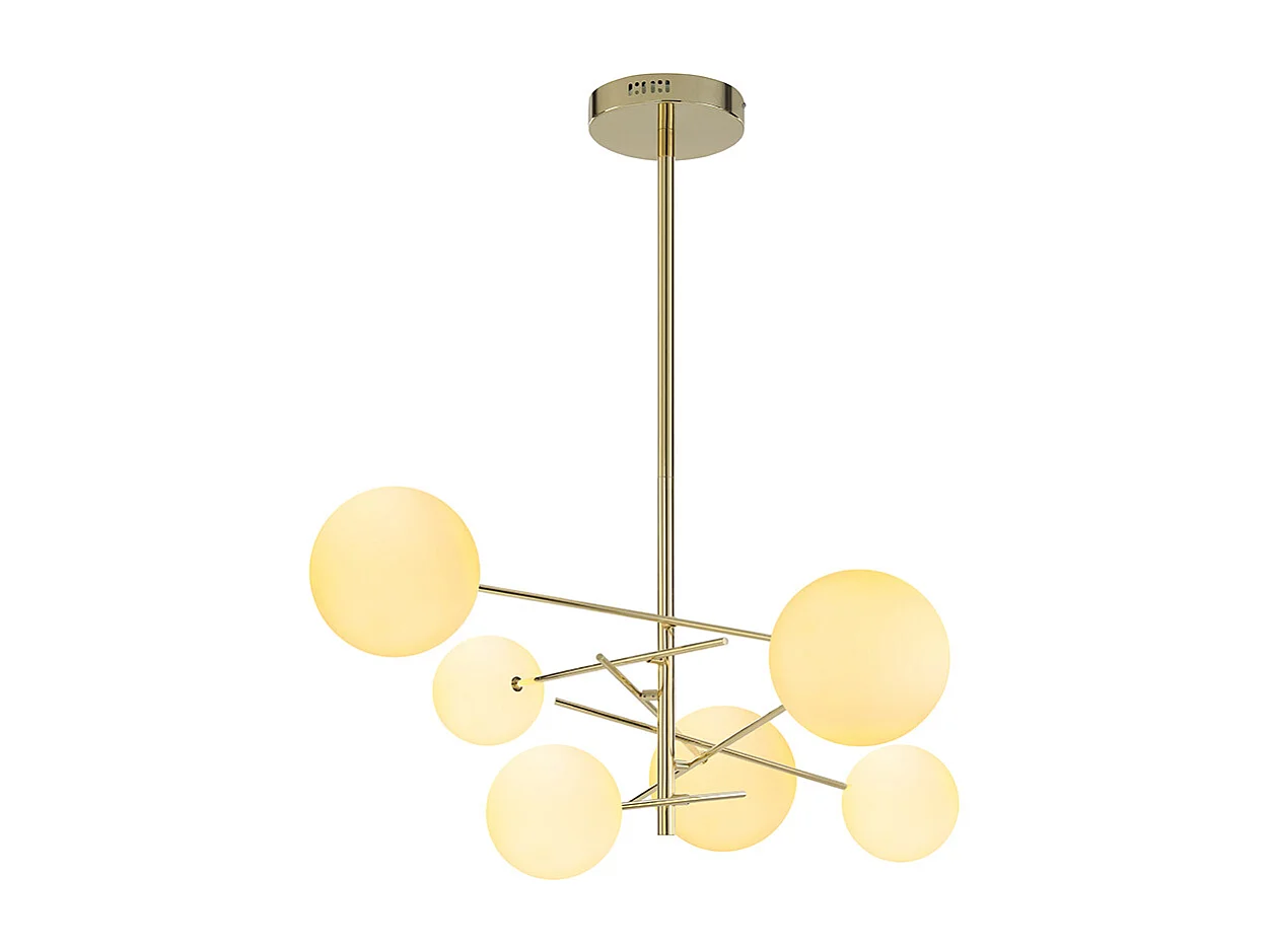 Lustre asymétrique en métal - 6 globes - L.72 x H. 116 cm - Doré brillant - NAKINA