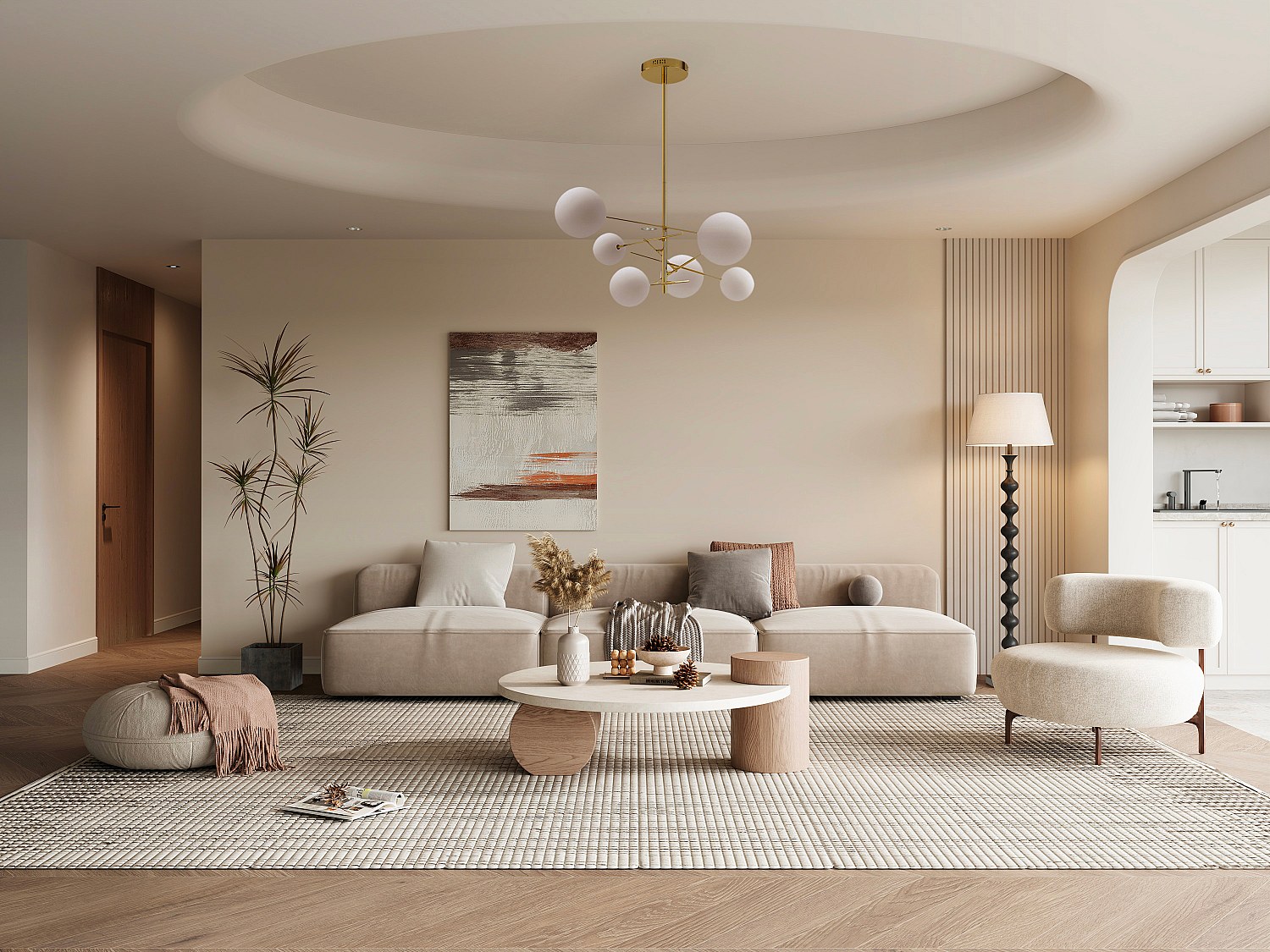 Asymmetrische Hängeleuchte - Metall - 6 Kugeln - 72 x 116 cm - Goldfarben g günstig online kaufen