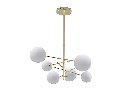 Lampadario asimmetrico 6 sfere L.72 x H. 116 cm in Metallo Dorato brillante - NAKINA