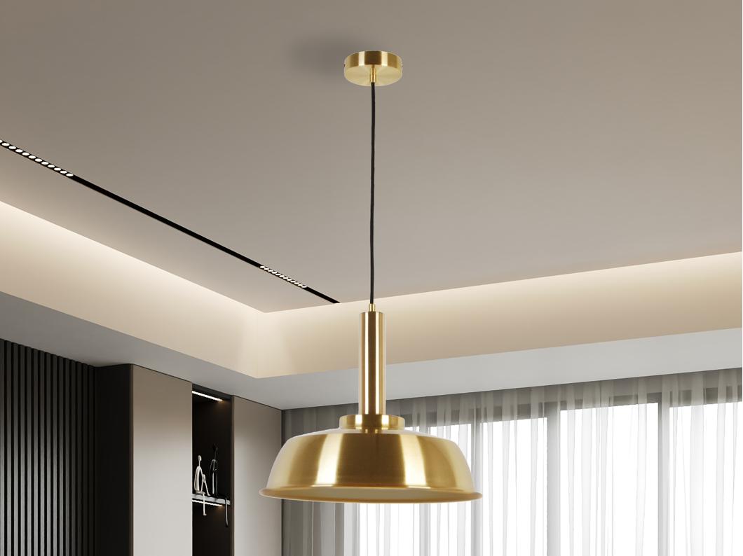 Lampa sufitowa industrialna ze stali - szer. 36 x wys. 132 cm - Złoty chromowany - AHUMI