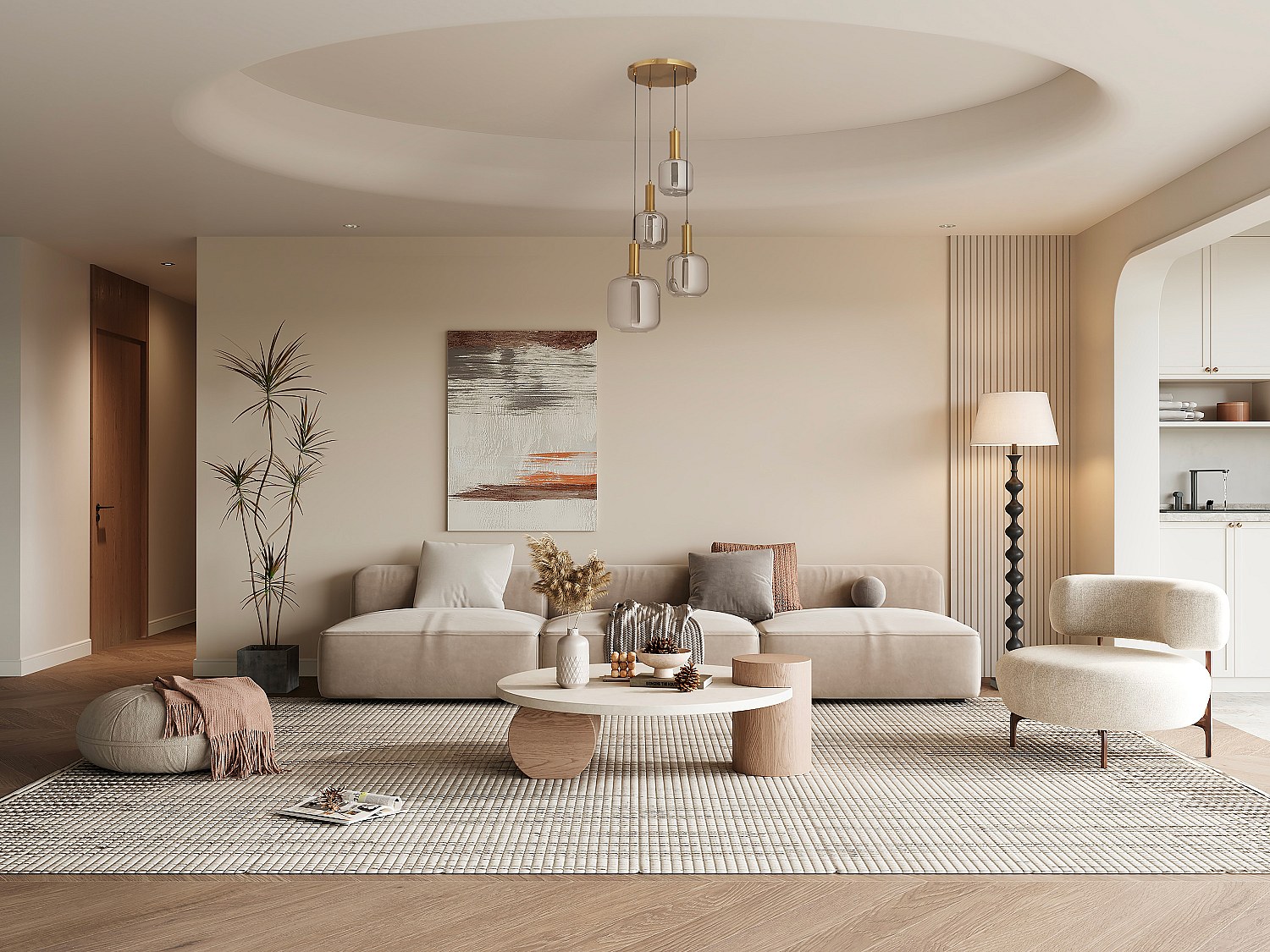 Hängeleuchte - Metall & Rauchglas - 4 Kugeln - 48 x 140 cm - Goldfarben & R günstig online kaufen