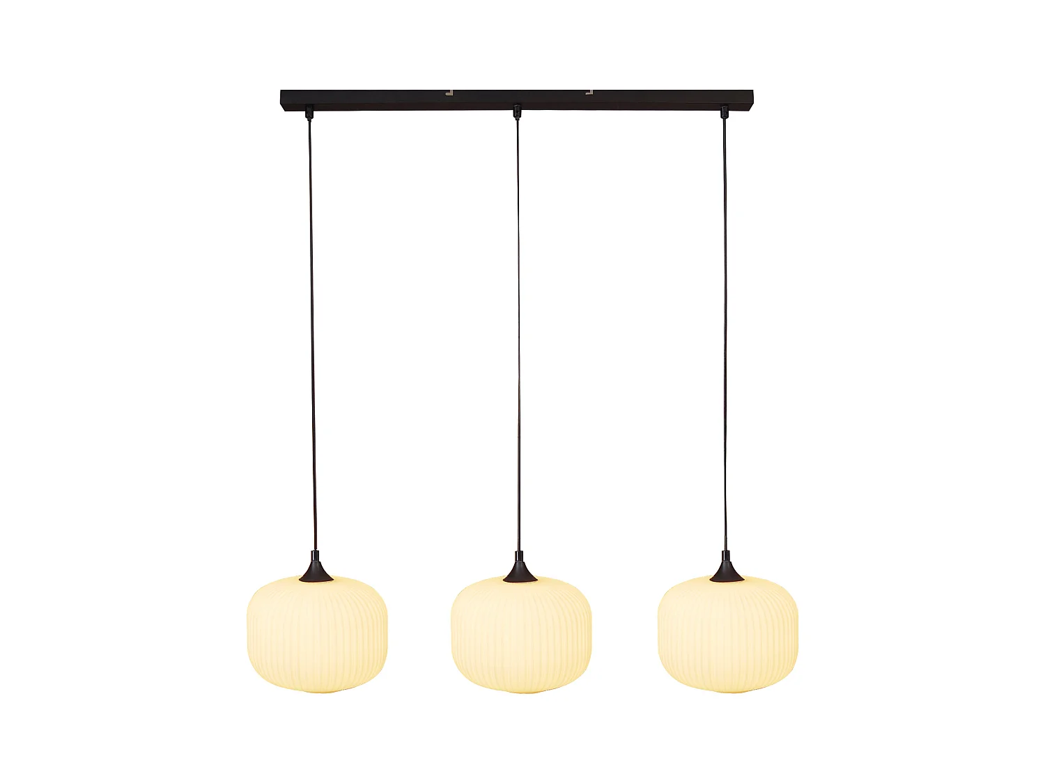 Lampe i metal og glas med 3 skærme - L. 99 x H. 128 cm - Sort og hvid - GLENORA