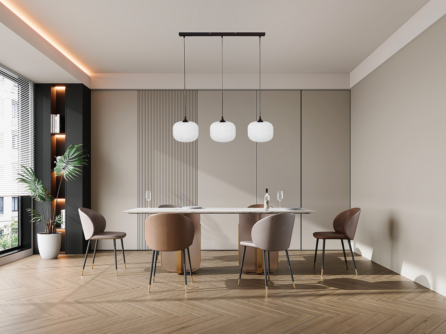 Deckenleuchte - Metall & Glas - 3 Lampenschirme - 99 x 128 cm - Schwarz & W günstig online kaufen