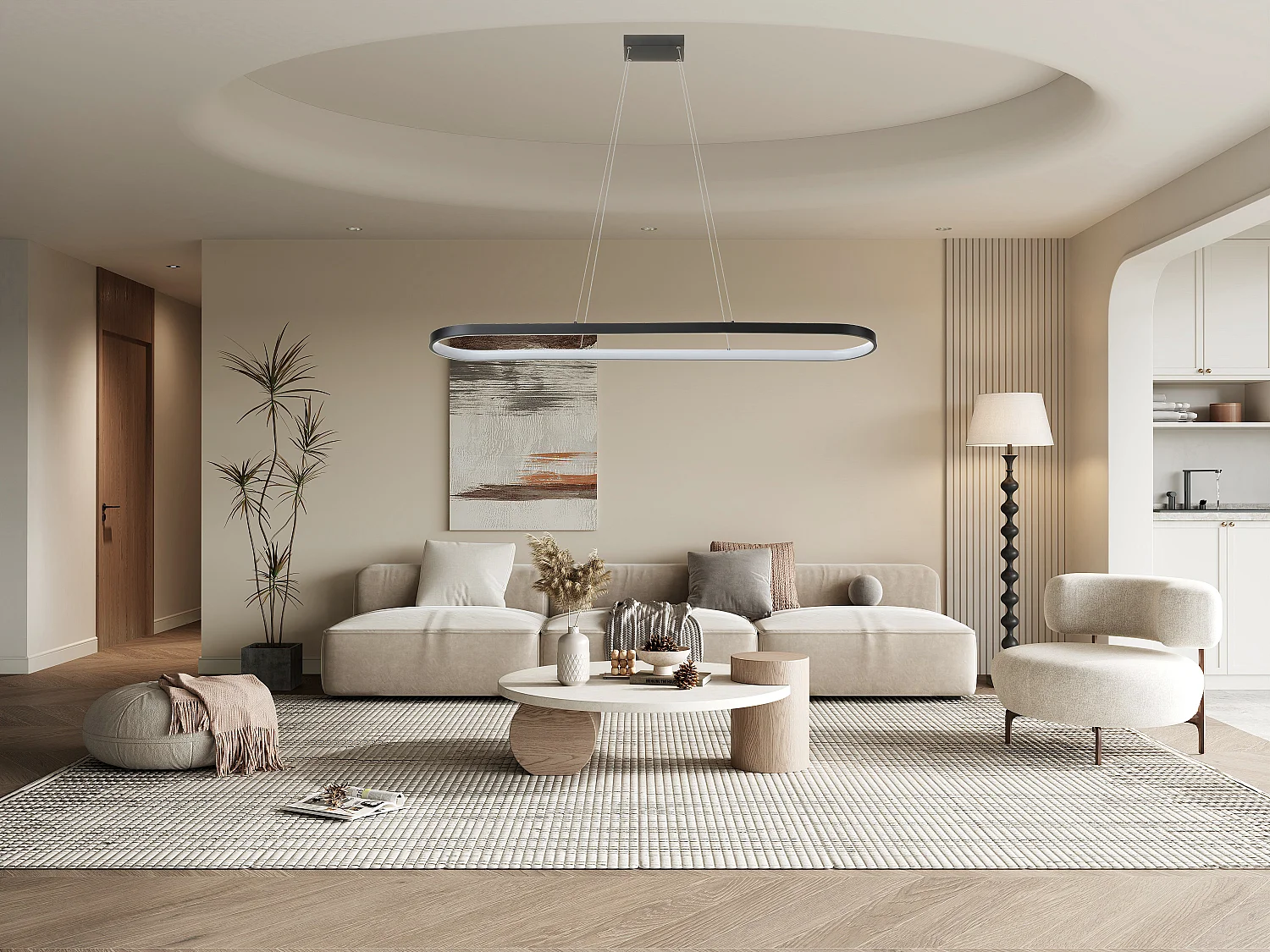 Suspension design LED - L.130 x H.106 cm - Noir - ODADIA