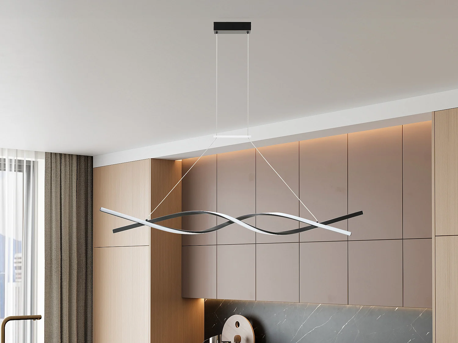 Suspension design LED - L.120 x H.106 cm - Noir - OLOMA