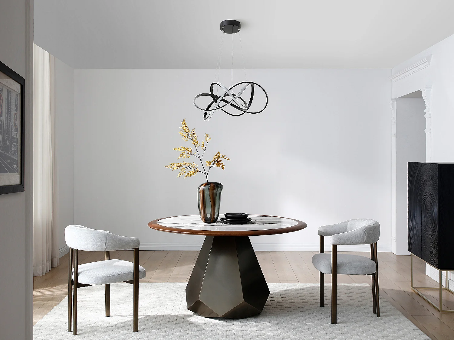 Suspension design LED - L.53 x H.116 cm - Noir - ORUMA