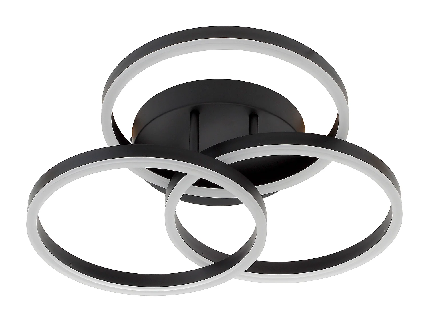 Plafonnier design LED - 3 anneaux - L.46 x H.12,5 cm - Noir - OGOBA