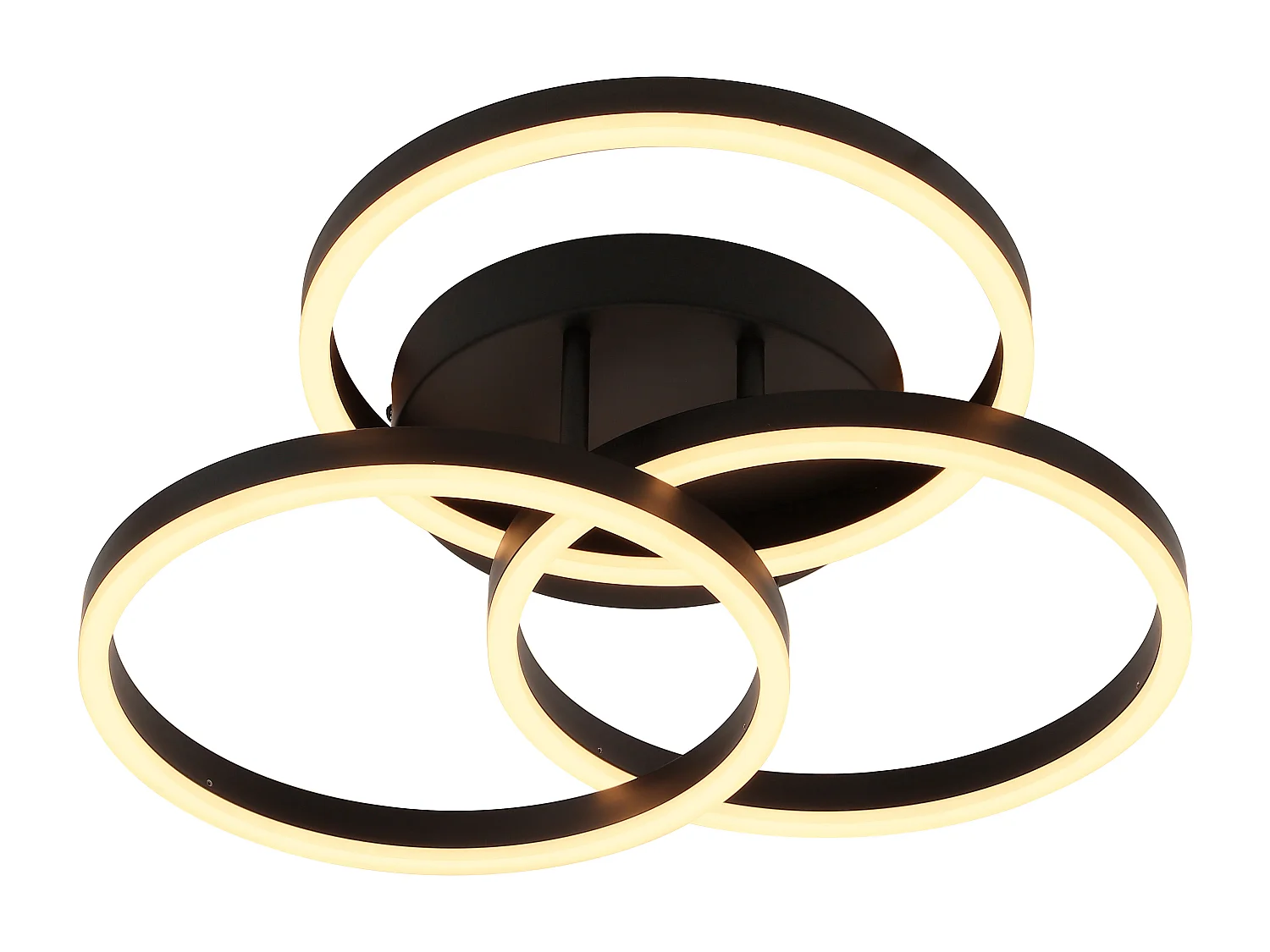 Plafonnier design LED - 3 anneaux - L.46 x H.12,5 cm - Noir - OGOBA