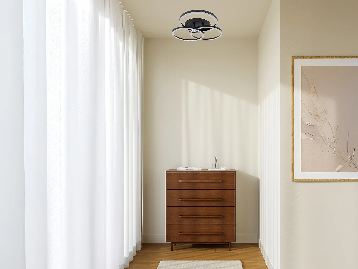 Plafonnier design LED - 3 anneaux - L.46 x H.12,5 cm - Noir - OGOBA