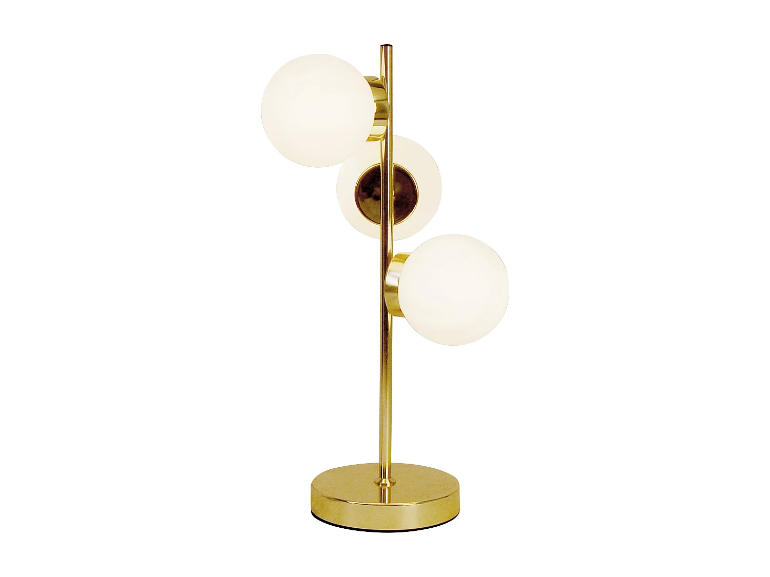 Lampe à poser en laiton - 3 globes - Doré brillant et blanc mat - YUKON