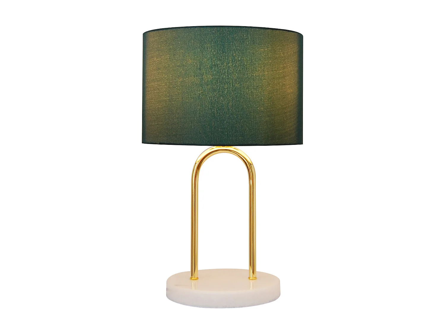 Lampe à poser en acier et marbre - D. 25 cm x H. 41 cm - Bleu canard - NOUR