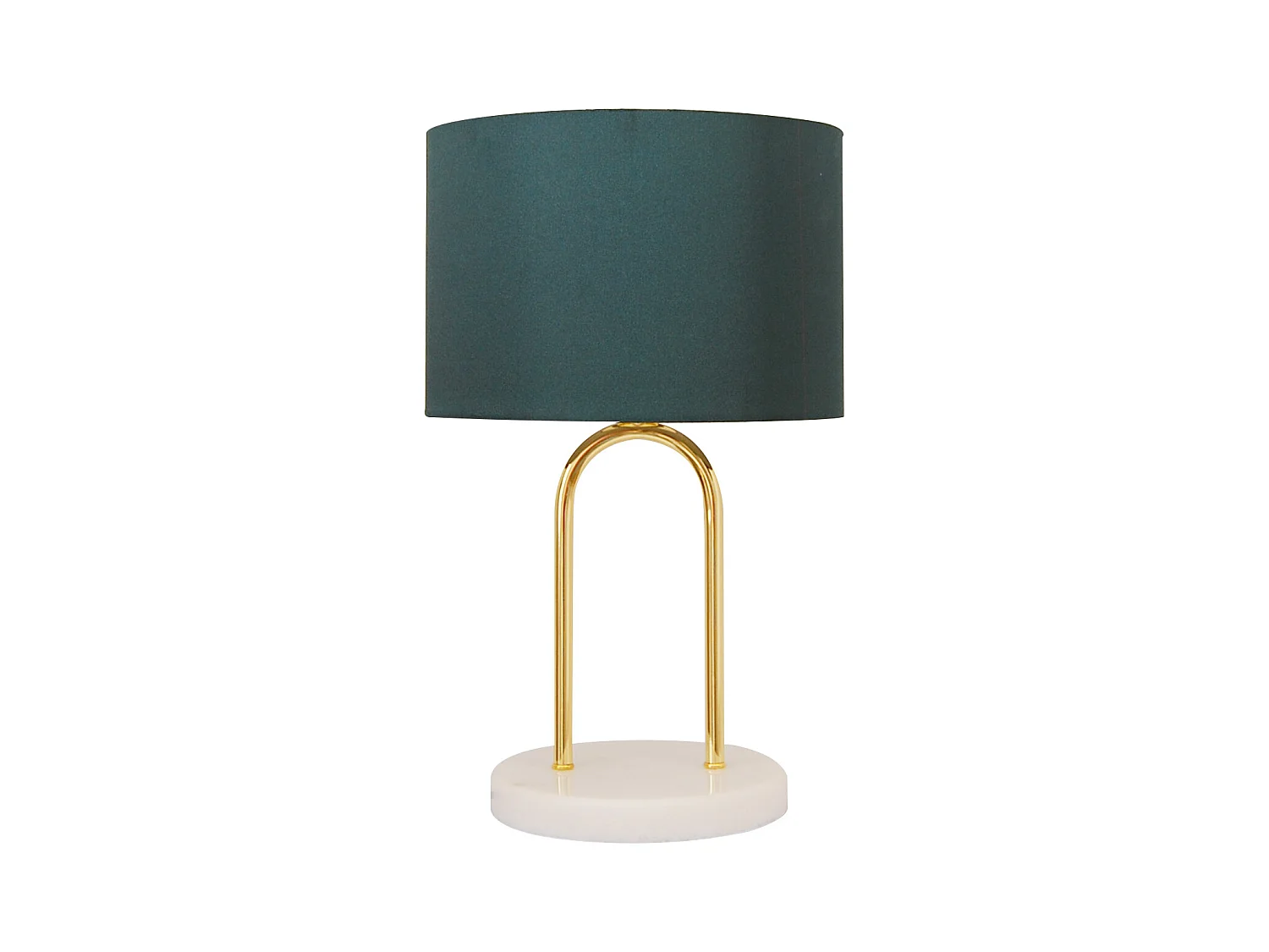 Lampe à poser en acier et marbre - D. 25 cm x H. 41 cm - Bleu canard - NOUR
