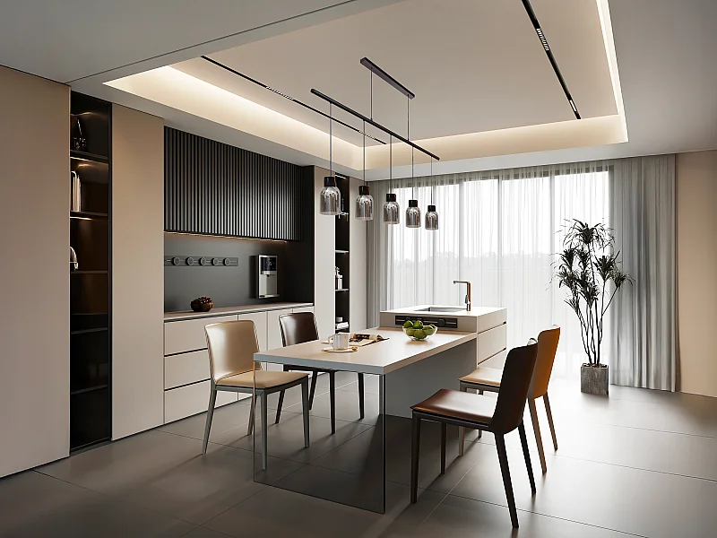 Lampa sufitowa ze szkła i metalu 5 kloszy - dł. 100 x wys. 110 cm - Czarny i szary dymiony - SUNAWA