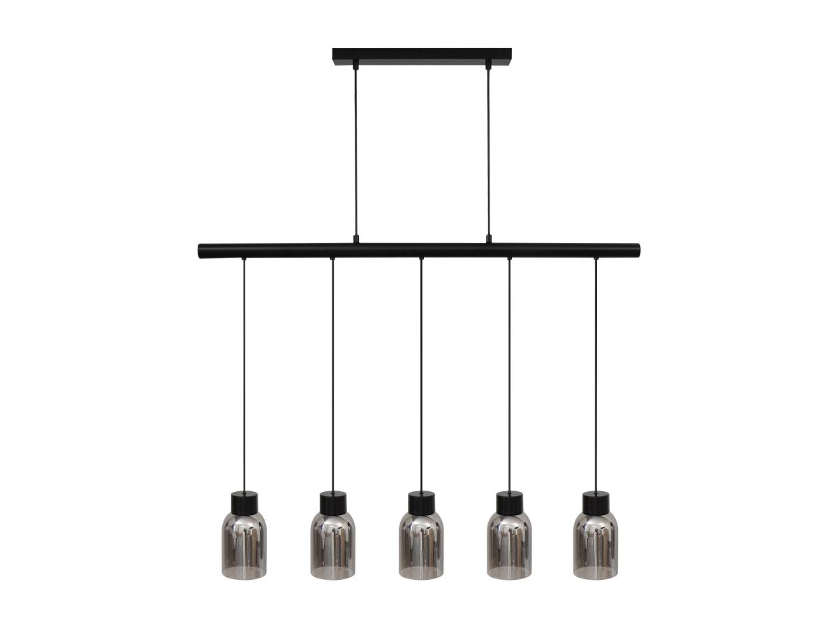 Deckenleuchte - Metall & Glas - 5 Lampenschirme - 100 x 110 cm - Schwarz & günstig online kaufen