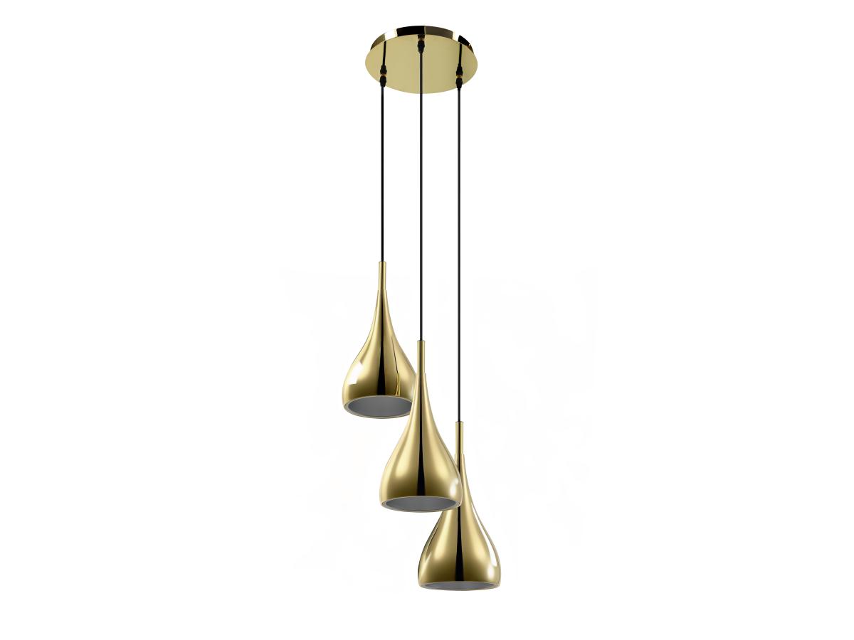 Deckenleuchte - Metall - 3 Lampenschirme - 36 x 138 cm - Goldfarben glänzen günstig online kaufen