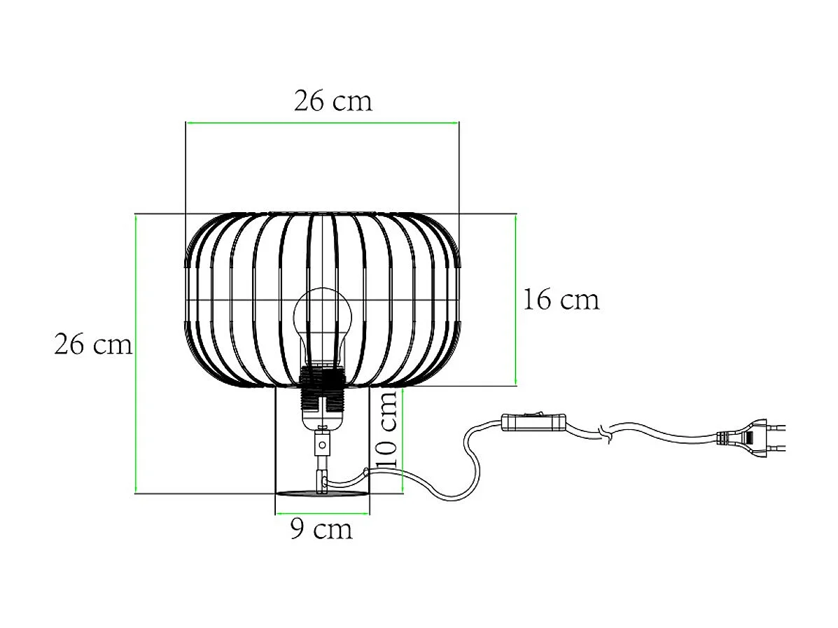 Lampe à poser filaire en métal - D. 26 x H. 26 cm - Noir - ANDROMAQUE