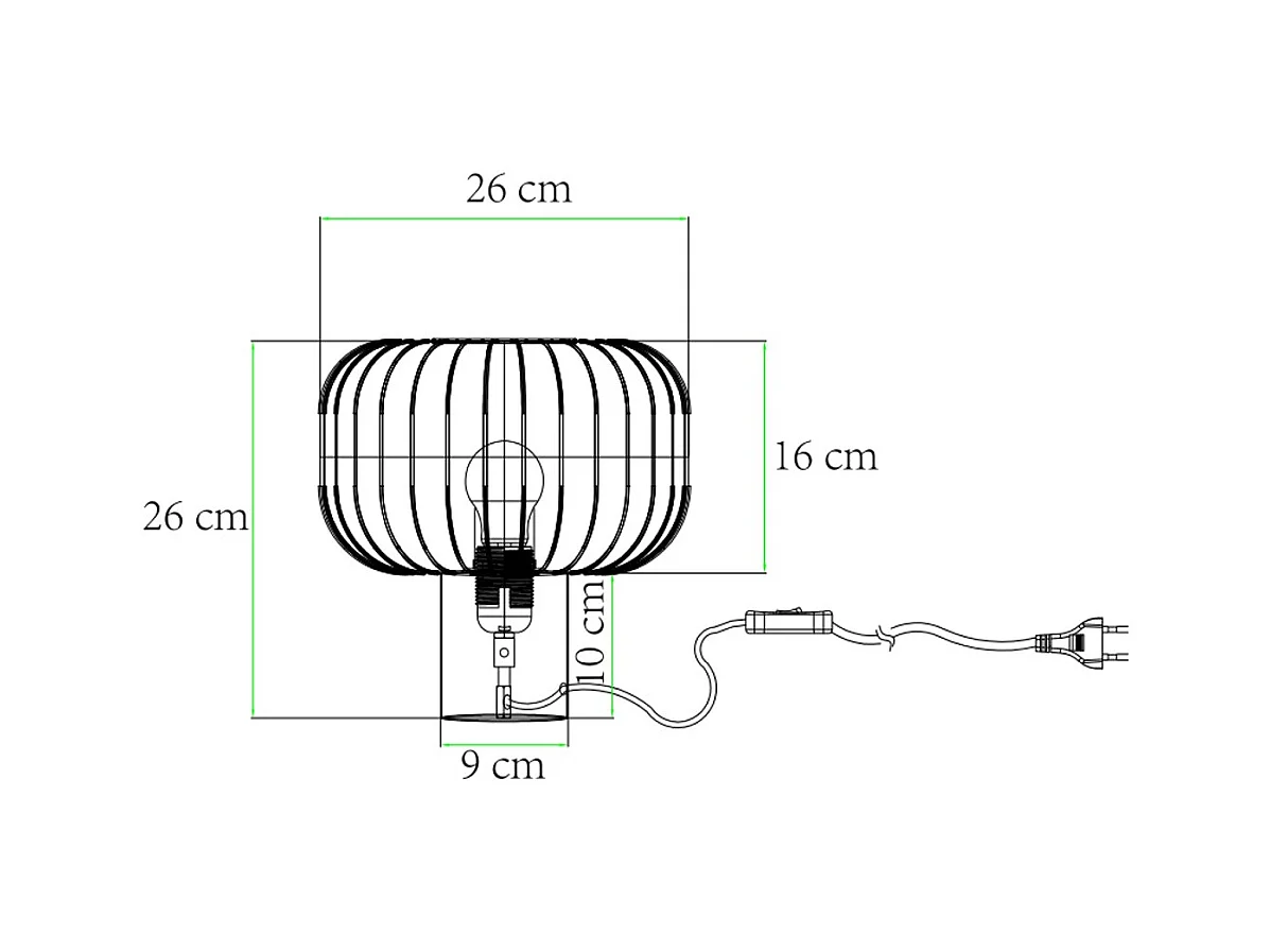 Trådlampe i metal - D. 26 x H. 26 cm - Sort - ANDROMAQUE
