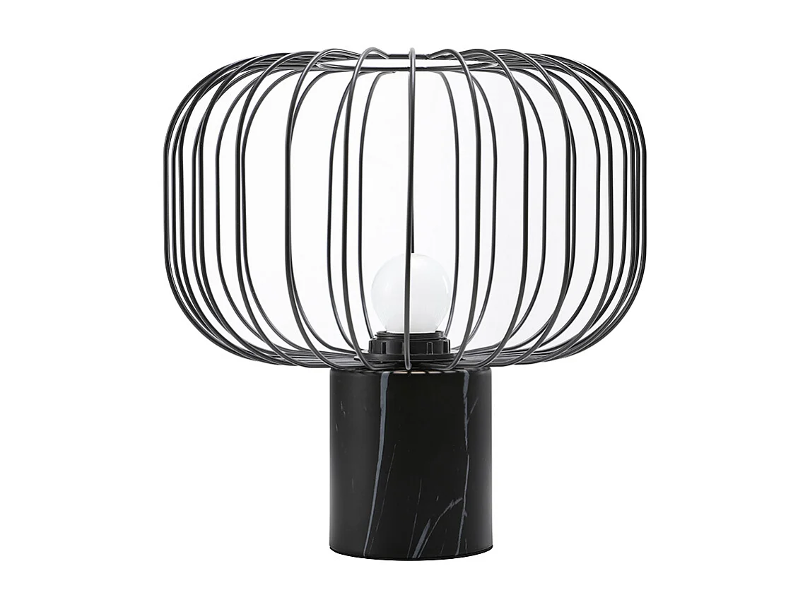 Lámpara de sobremesa metálica con cable - D. 26 x Alt. 26 cm - Negro - ANDROMAQUE