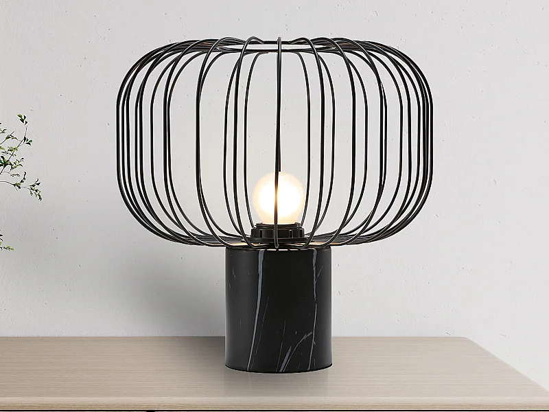 Tischleuchte - Metall - 26 x 26 cm - Schwarz - ANDROMAQUE